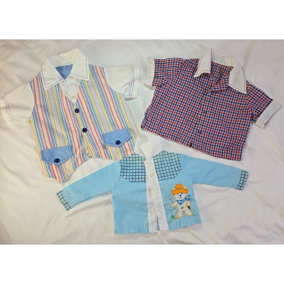 Infant Boy's 9-18 Month Dress Top Lot of 3 Catton Bros Cotton Candy Button Ups - Picture 1 of 16